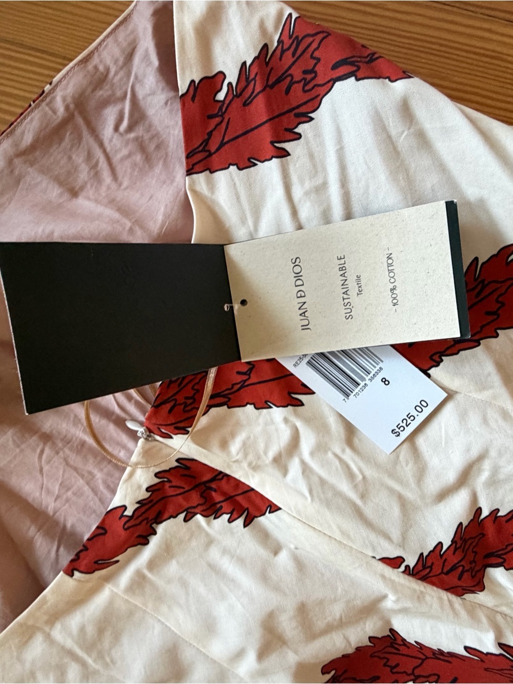 Johanna Ortiz Cream Maxi Dress with Red Leaf Print - Picture 2 of 4